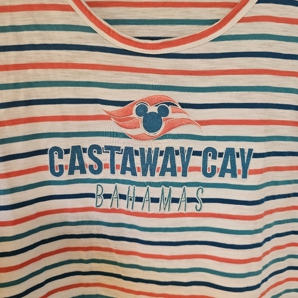 Disney Castaway Cay Bahamas Cruise Line Vacation Striped Boxy Top - Picture 3 of 5